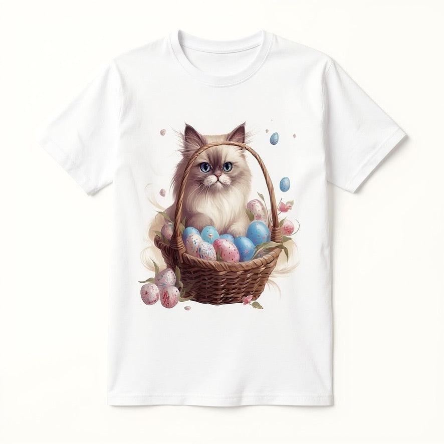 Ragdoll Cat Easter Shirt, Kitten in Easter Basket Tee, Cute Cat Lover Gift, Bella Canvas Graphic T Shirt for Ragdoll Mom or Dad