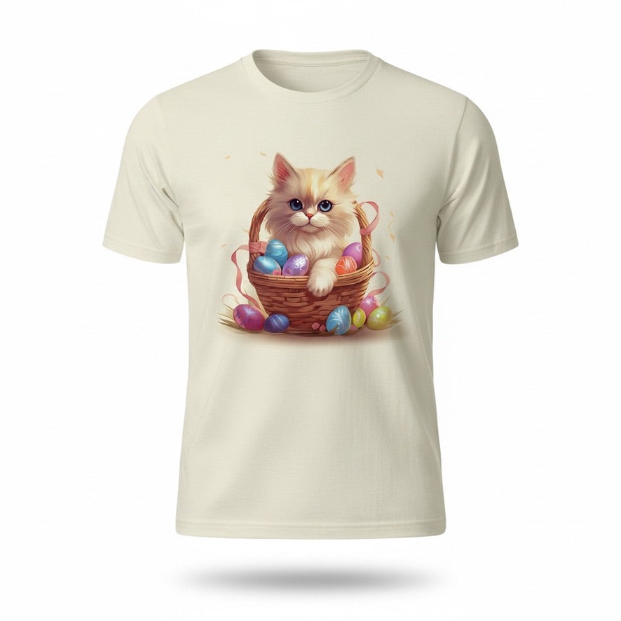 Ragdoll Cat Easter Shirt: Cute Kitten Basket Bella Canvas Tee
