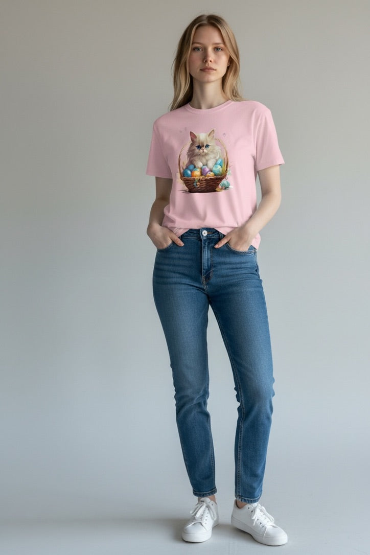 Ragdoll Cat Easter Shirt: Basket Kitten Bella Canvas Cat Lover Tee