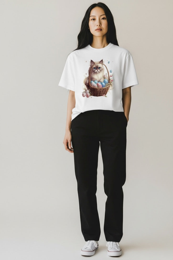 Ragdoll Cat Easter Shirt, Kitten in Easter Basket Tee, Cute Cat Lover Gift, Bella Canvas Graphic T Shirt for Ragdoll Mom or Dad