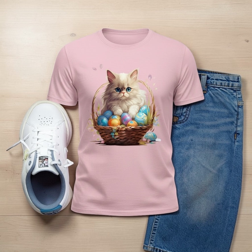 Ragdoll Cat Easter Shirt: Basket Kitten Bella Canvas Cat Lover Tee