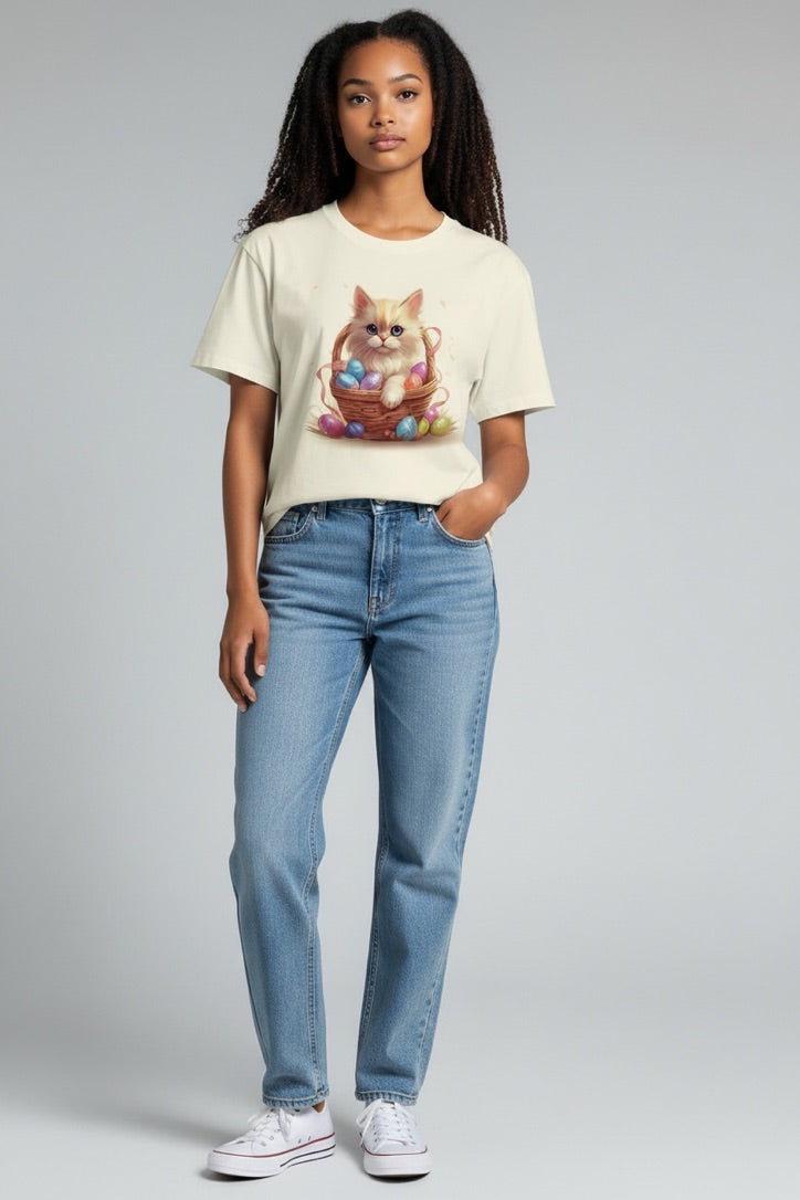 Ragdoll Cat Easter Shirt: Cute Kitten Basket Bella Canvas Tee