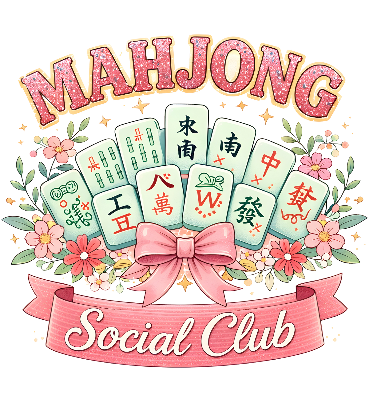 Mahjong Social Club Shirt | Cute American Mahjong T-Shirt | Women's Mah Jongg Game Night Tee
