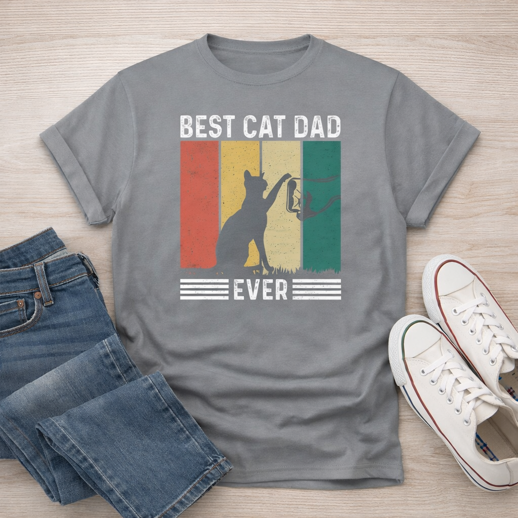 Cat Dad Shirt, Best Cat Dad Ever Tee, Funny Cat Lover Gift for Men, Vintage Cat Shirt, Pet Owner Tee, Fathers Day Cat Dad Gift