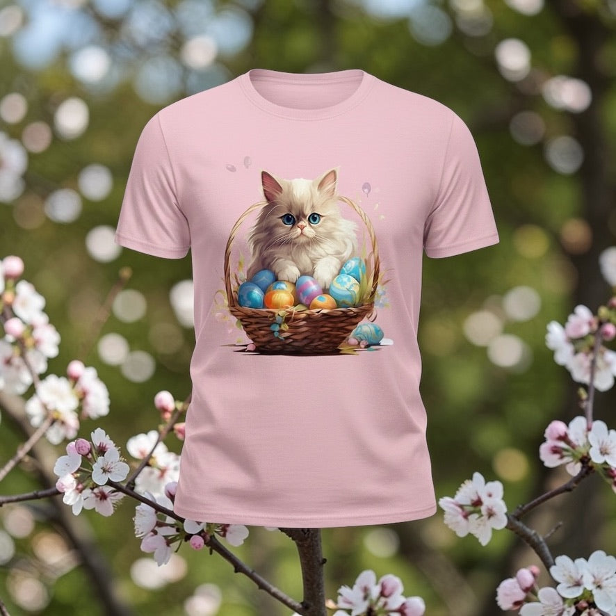 Ragdoll Cat Easter Shirt: Basket Kitten Bella Canvas Cat Lover Tee