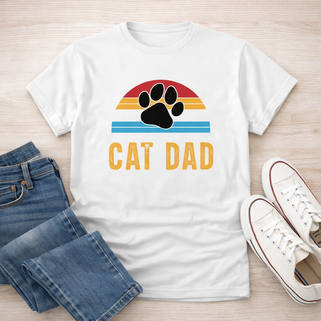 Cat Dad Shirt, Retro Cat Dad Tee, Funny Cat Lover Gift for Men, Fathers Day Shirt, Vintage Pet Owner Shirt, Mens Graphic T Shirt