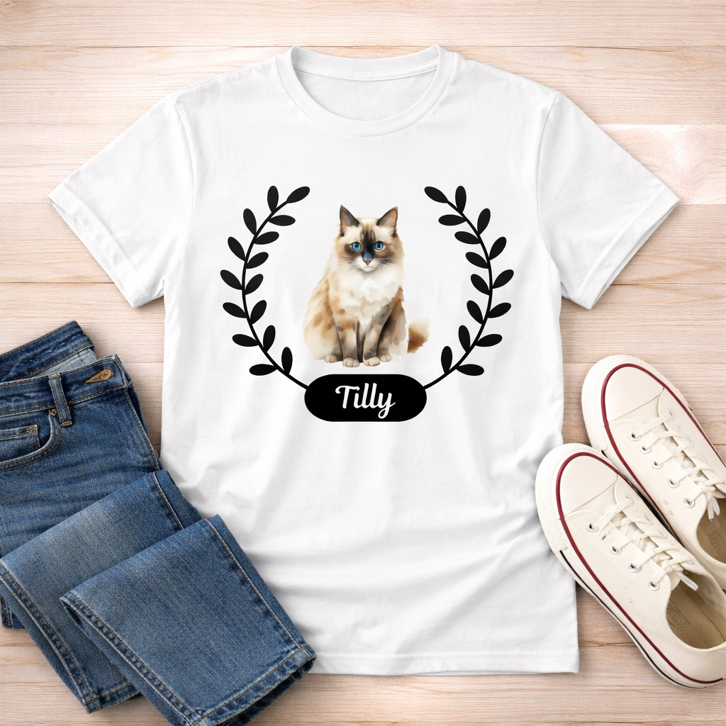Custom Ragdoll Cat Shirt Personalized Pet Tee, Custom Cat Name Shirt, Ragdoll Cat Gift, Cat Lover Shirt, Pet Portrait Tee