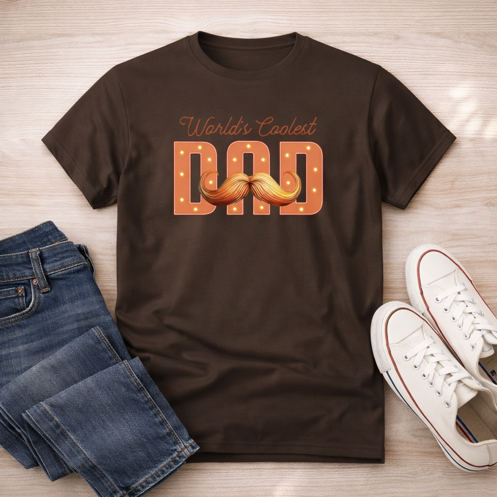 Worlds Coolest Dad Shirt, Funny Dad Gift Tee, Fathers Day Shirt, Cool Dad Shirt, Gift for Dad, Mens Graphic Tee, Dad Mustache Shirt