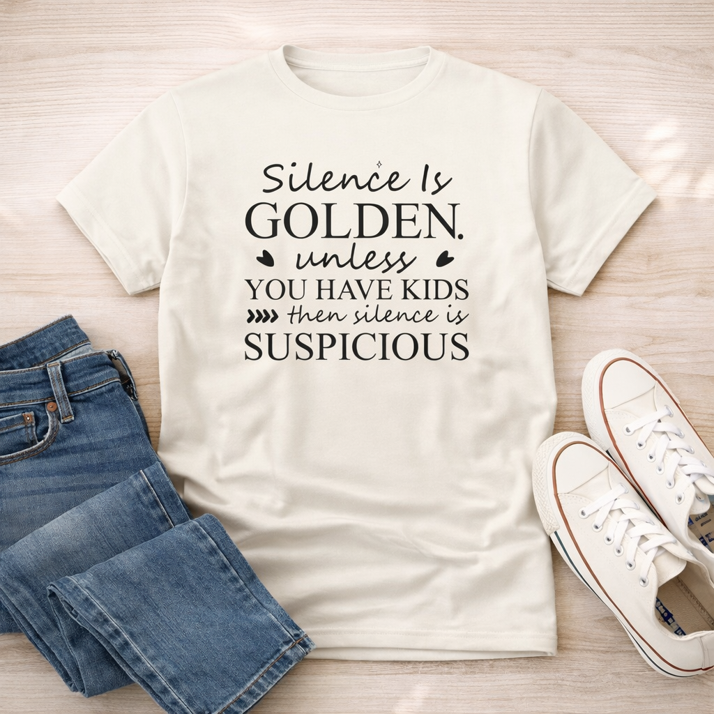 Silence is Golden Shirt Funny Mom Tee, Mothers Day Gift, Mom Humor Shirt, Tired Mom Shirt, Parenting Joke Tee, Gift for Mom