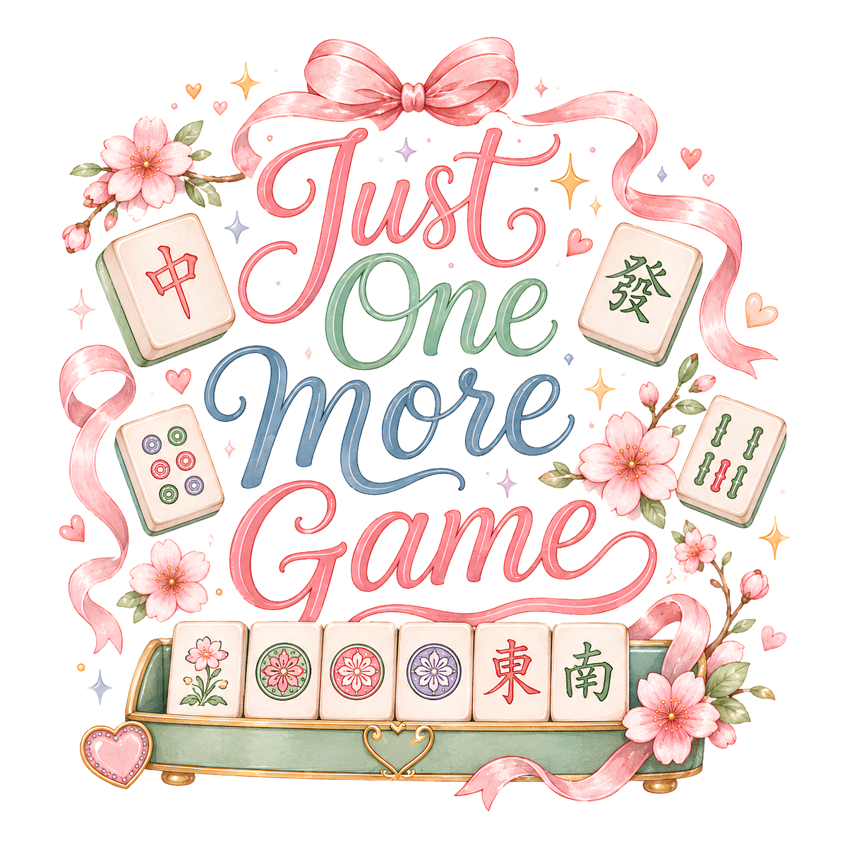 Just One More Game Mahjong Shirt | Cute American Mahjong T-Shirt | Mah Jongg Player Gift | Floral Mahjong Lover Tee