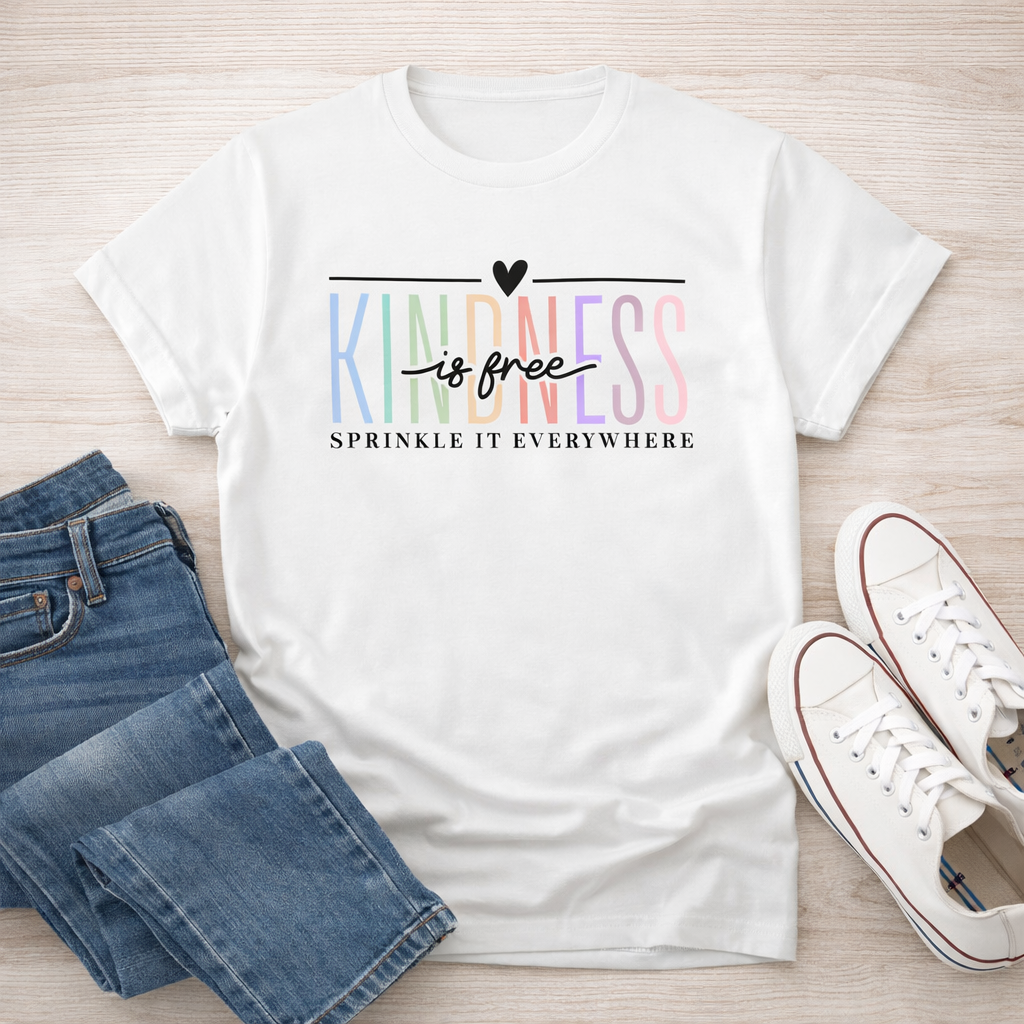 Kindness Shirt, Kindness is Free Tee, Positive Message Shirt, Inspirational Quote Shirt, Teacher Gift Shirt, Rainbow Kindness Tee