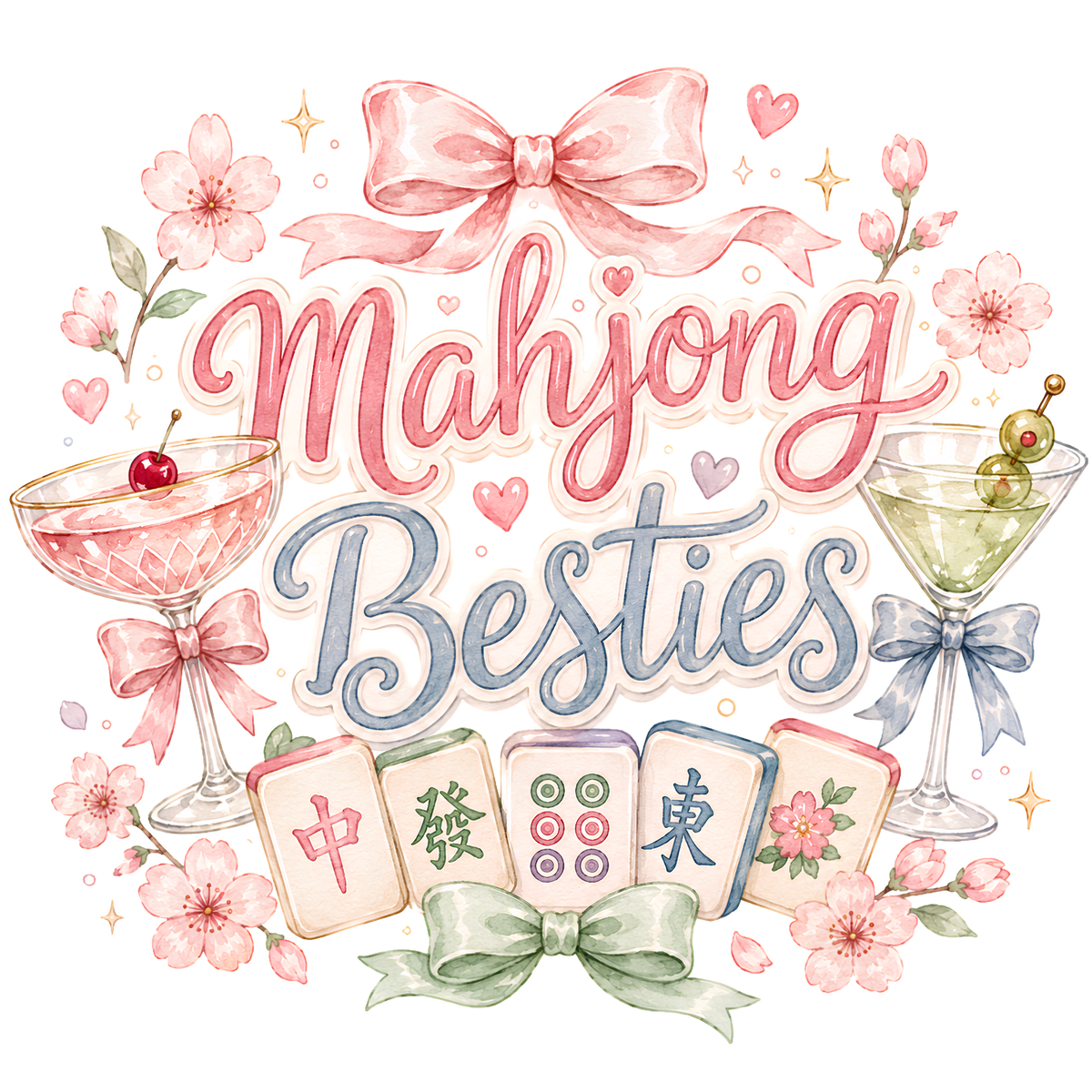 Mahjong Besties Shirt | Cute American Mahjong T-Shirt | Mahjong Friends Gift | Mah Jongg Girls Game Night Tee