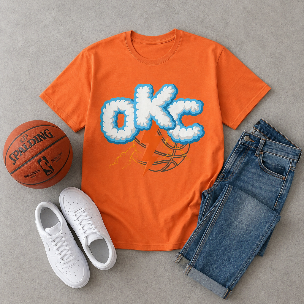 OKC Lightning Basketball Tee | Retro Orange Game Day Shirt