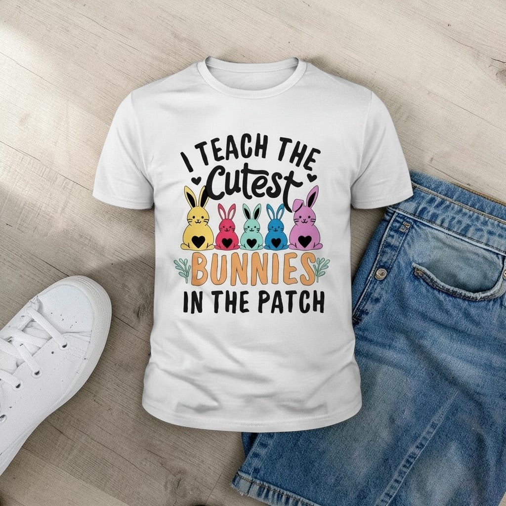 Bella Canvas Easter Teacher Shirt: I Teach the Cutest Bunnies in the Patch Tee XS-3XL