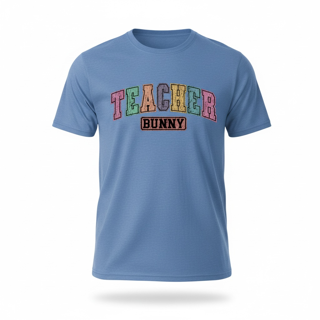 Bella Canvas Teacher Bunny Shirt: Cute Easter Teacher Graphic Tee XS-3XL
