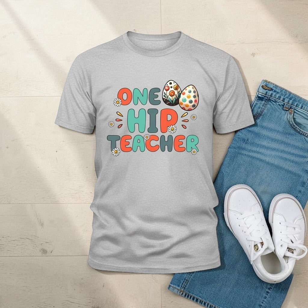 Bella Canvas One Hip Teacher Shirt: Funny Easter Teacher Tee XS-3XL