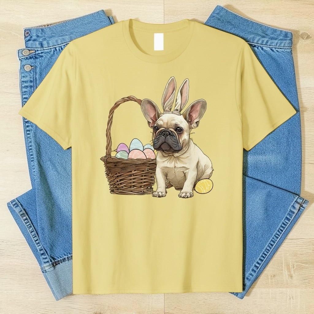 French Bulldog Easter Shirt, Bella Canvas 3010 Frenchie Bunny Graphic Tee, Cute Dog Mom Easter Outfit XS-3XL