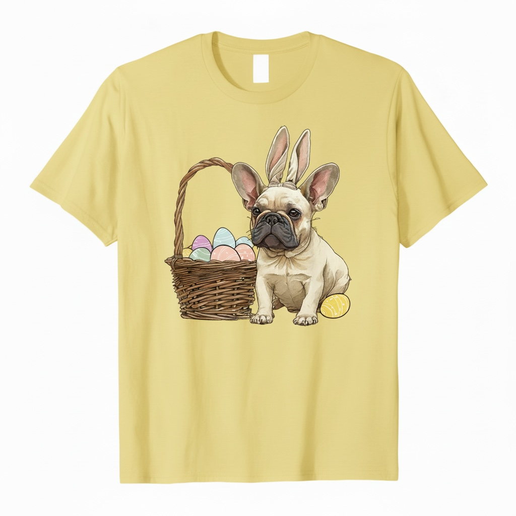 French Bulldog Easter Shirt, Bella Canvas 3010 Frenchie Bunny Graphic Tee, Cute Dog Mom Easter Outfit XS-3XL