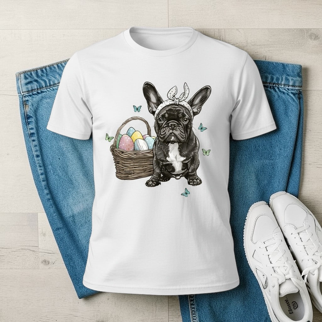 French Bulldog Easter Shirt, Bella Canvas 3010 Dog Mom Graphic Tee, Pastel Puppy Easter Shirt for Women