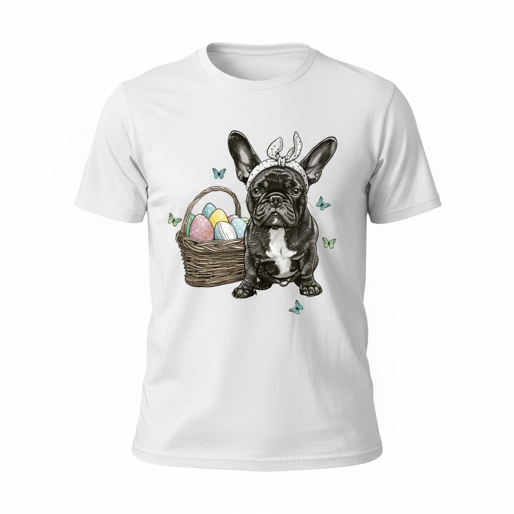 French Bulldog Easter Shirt, Bella Canvas 3010 Dog Mom Graphic Tee, Pastel Puppy Easter Shirt for Women
