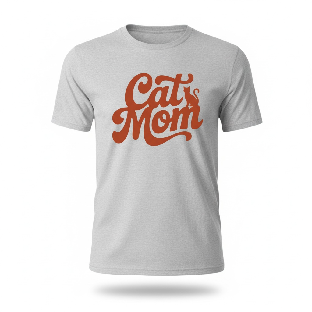 Cat Mom Shirt, Cute Cat Lover Tee for Women, Minimalist Script Cat Mom Shirt, Gift for Cat Mom, Unisex Graphic Tee