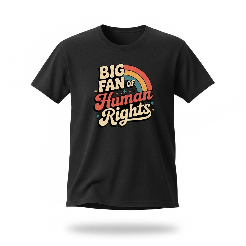 Human Rights Shirt, Big Fan of Human Rights Tee, Retro Rainbow Graphic Shirt, Feminist Statement Tee, Equality Shirt, Vintage Style Tee