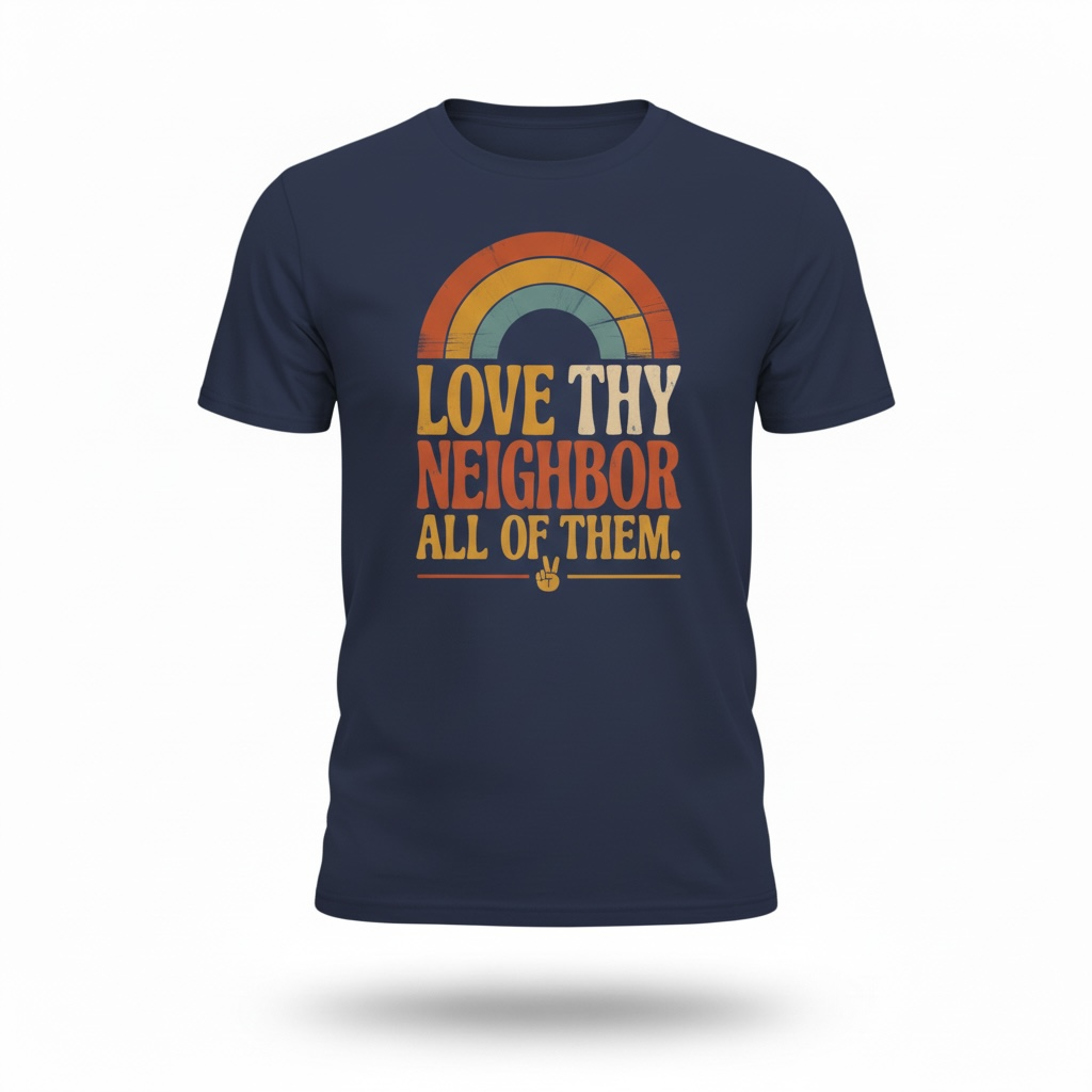 Love Thy Neighbor Shirt, Christian Inspirational Tee, Retro Faith Shirt, Inclusive Message Shirt, Kindness Quote Tee, Vintage Graphic Tee