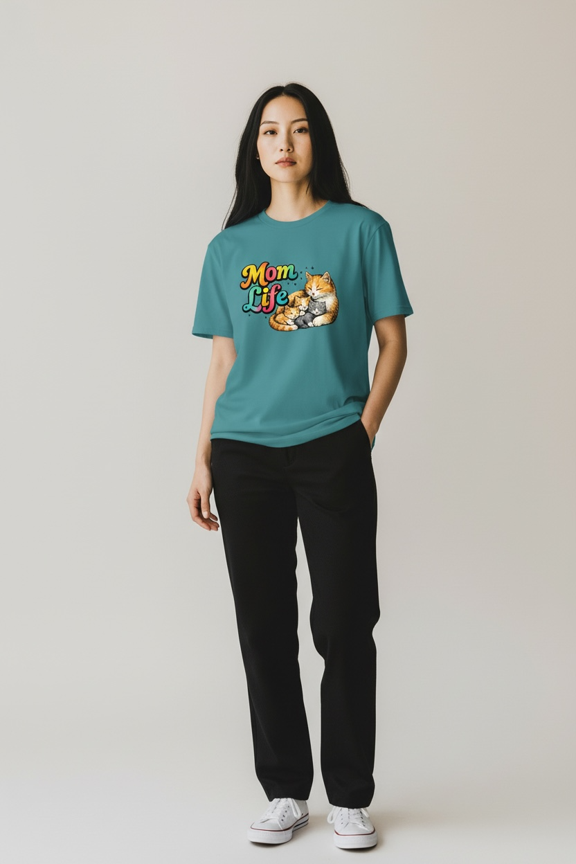 Cat Mom Life Shirt, Cute Cat Lover Tee, Funny Pet Mom Shirt, Kitten Graphic Tee, Animal Lover Gift, Womens Casual T Shirt
