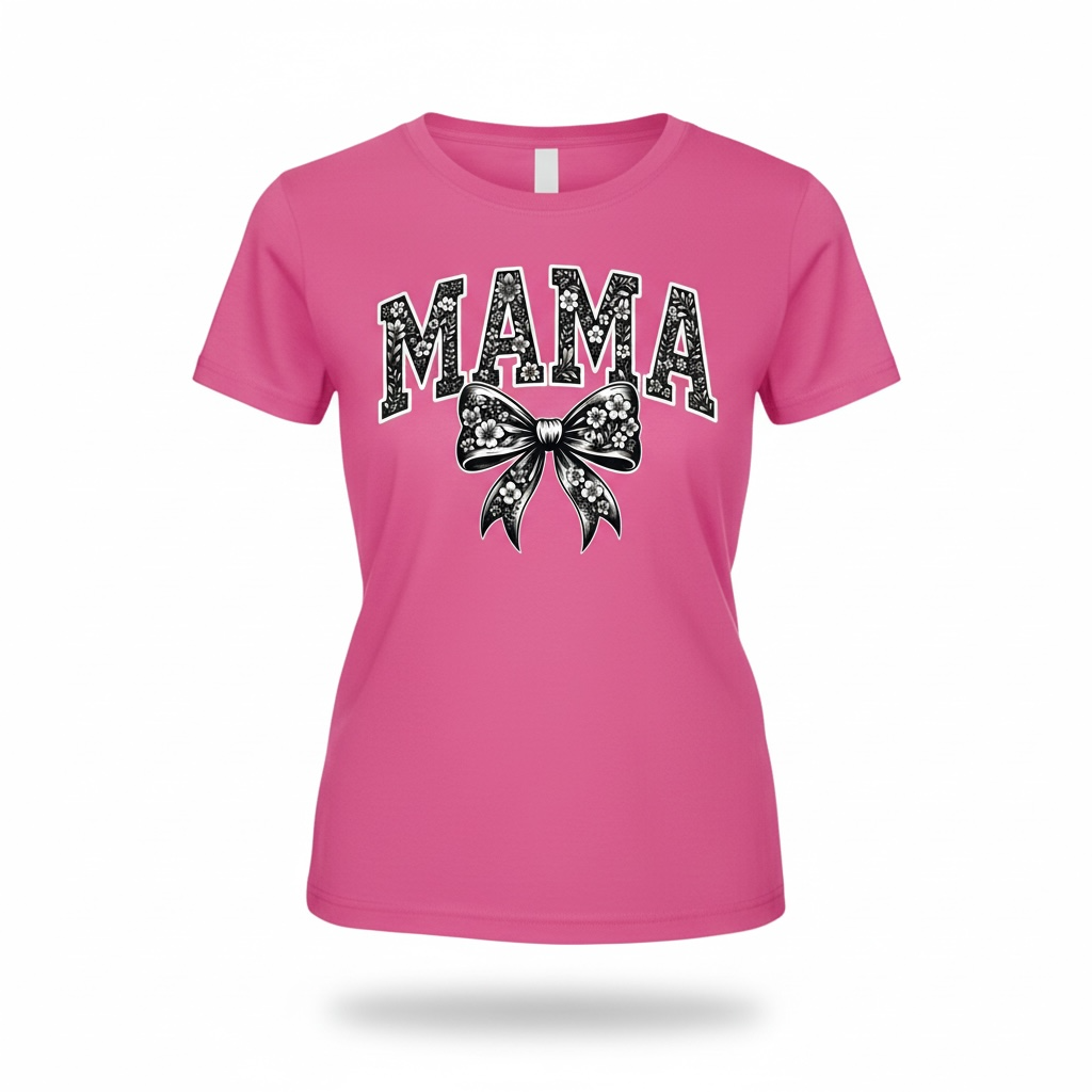 Mama Shirt Mothers Day Gift, Cute Mom Shirt with Bow, Trendy Mama Tee, Gift for Mom, Pink Mom Shirt, Stylish Mom Outfit, Floral Mama Shirt, Mother's Day Shirt