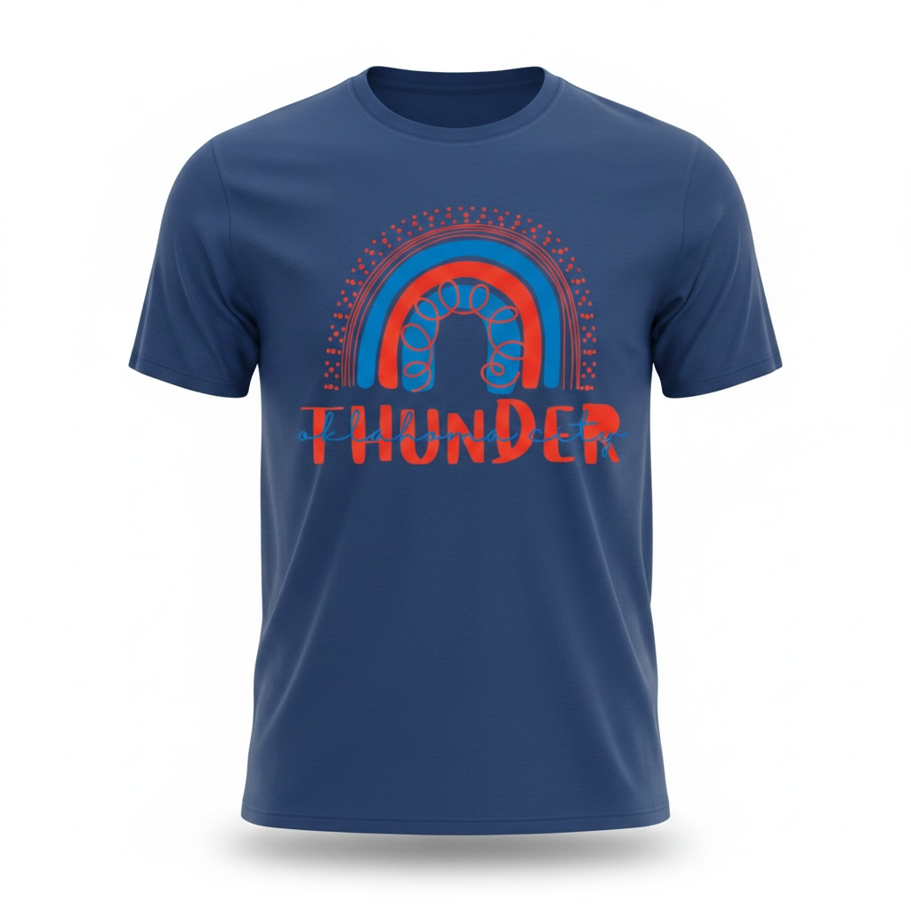 Thunder Rainbow Graphic Tee | Retro OKC Game Day Shirt