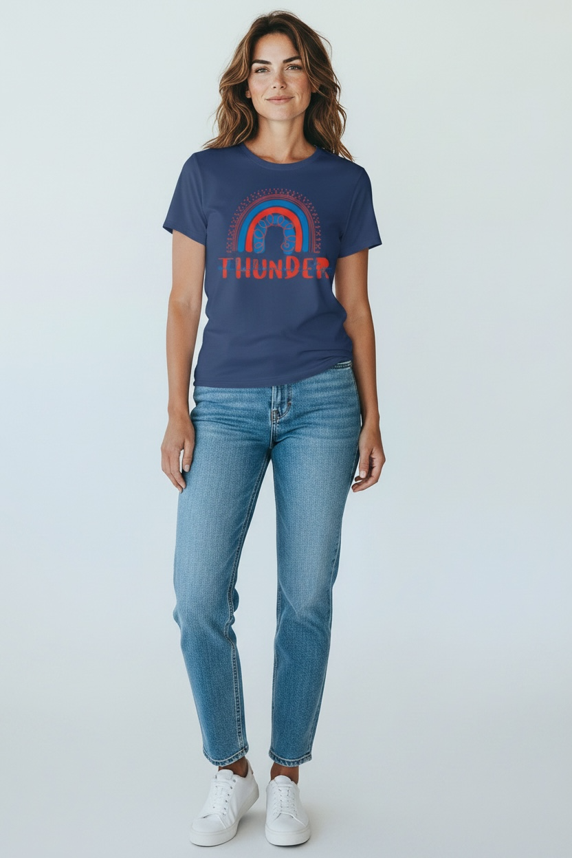Thunder Rainbow Graphic Tee | Retro OKC Game Day Shirt
