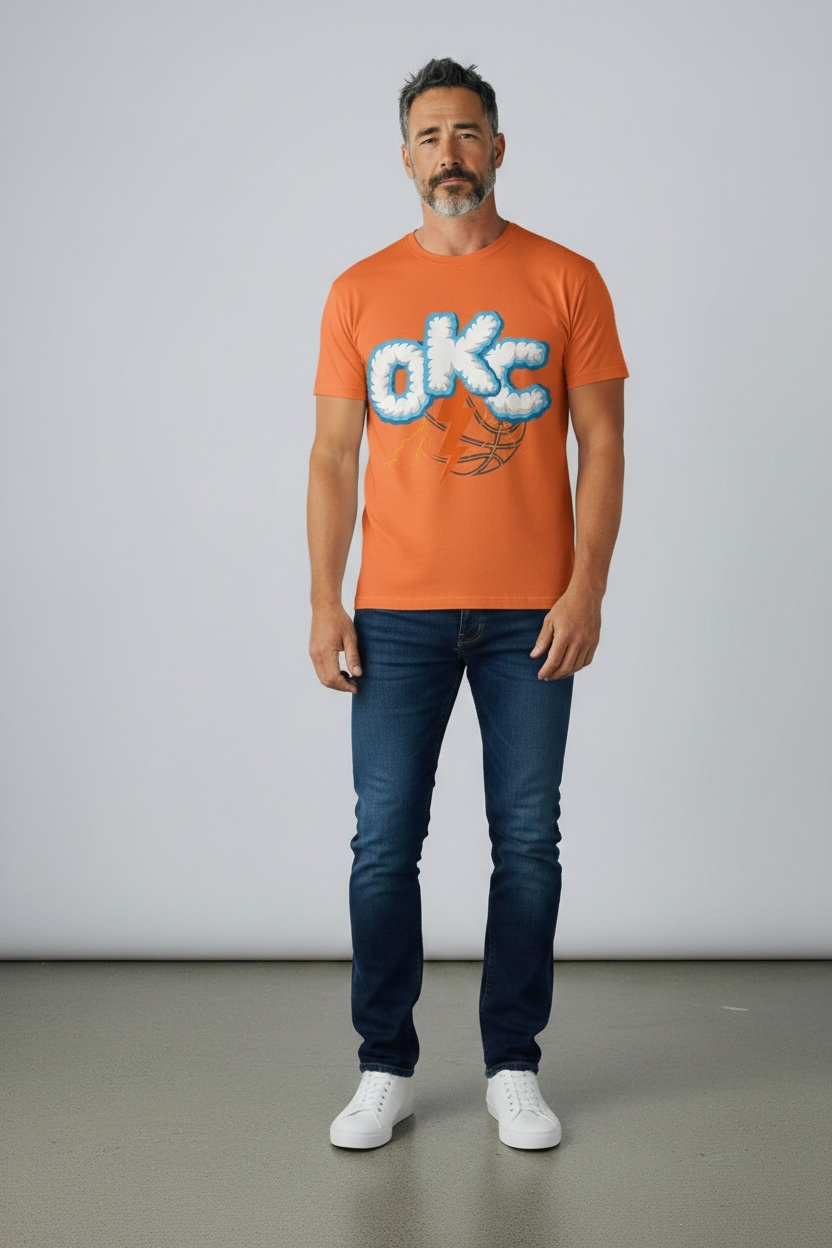 OKC Lightning Basketball Tee | Retro Orange Game Day Shirt