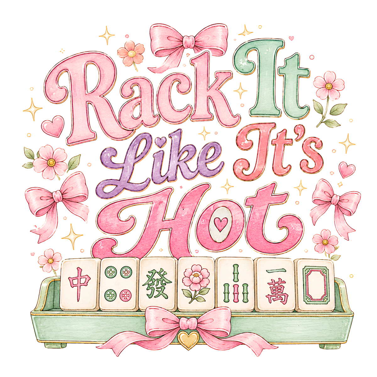 Rack It Like It's Hot Mahjong Shirt | Funny American Mahjong T-Shirt | Cute Mah Jongg Tee | Women's Game Night Gift