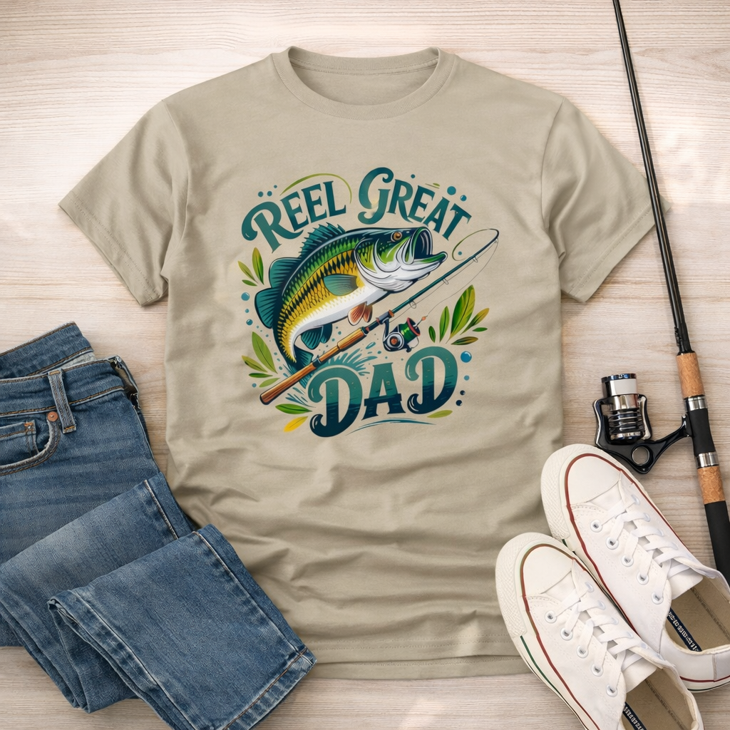 Reel Great Dad Fishing Shirt, Fathers Day Gift for Dad, Fishing Dad Tee, Bass Fishing Shirt, Fisherman Gift, Outdoors Dad Shirt
