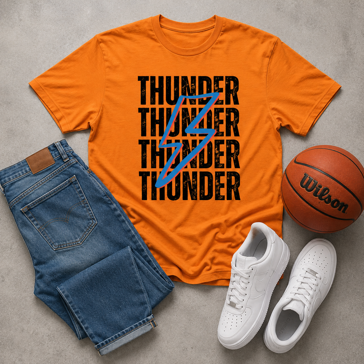 OKC Thunder Inspired Shirt, Basketball Fan Tee, Orange Game Day Shirt, Thunder Lightning Bolt Shirt, Oklahoma City Basketball Tee, Unisex Graphic Tee