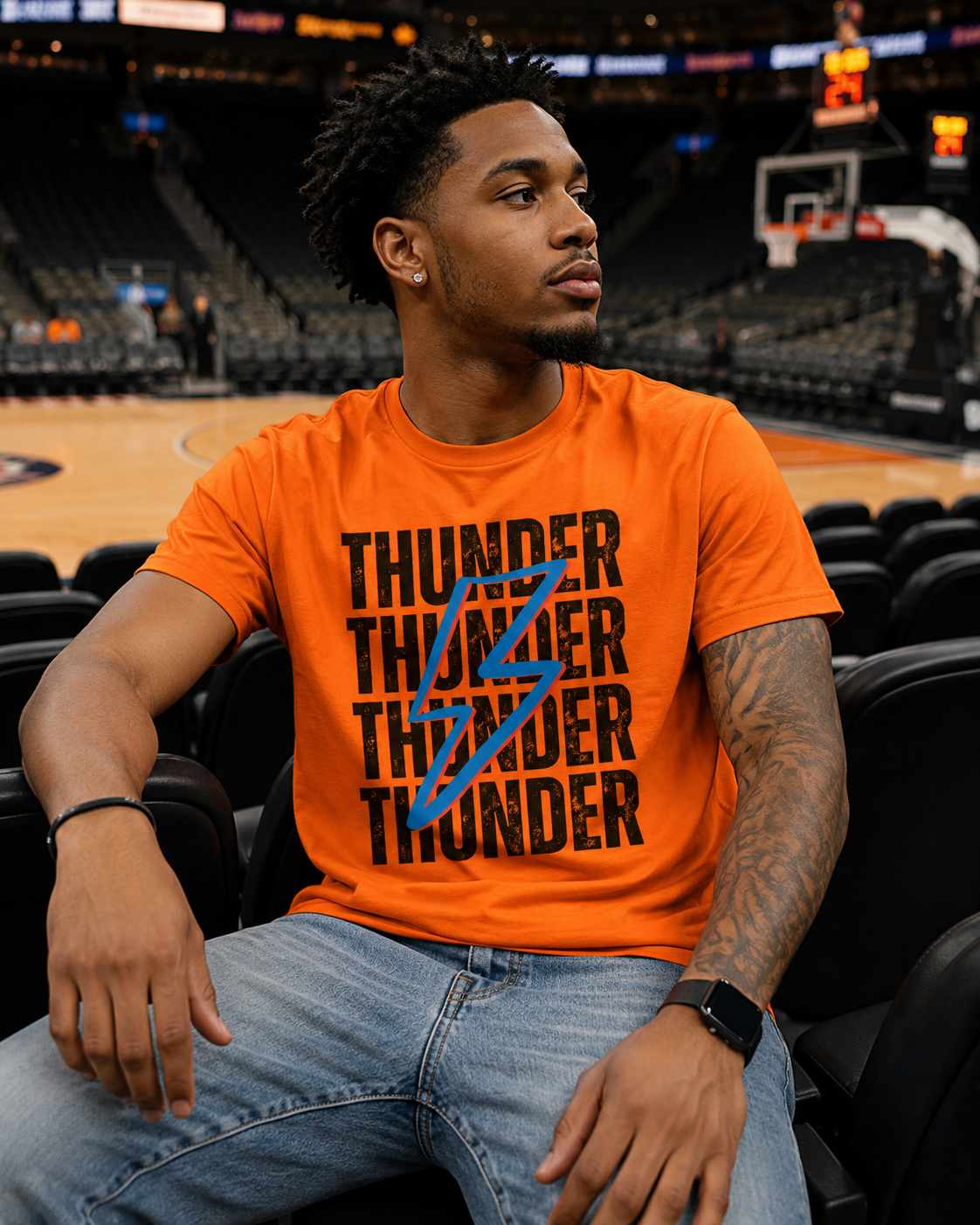 OKC Thunder Inspired Shirt, Basketball Fan Tee, Orange Game Day Shirt, Thunder Lightning Bolt Shirt, Oklahoma City Basketball Tee, Unisex Graphic Tee