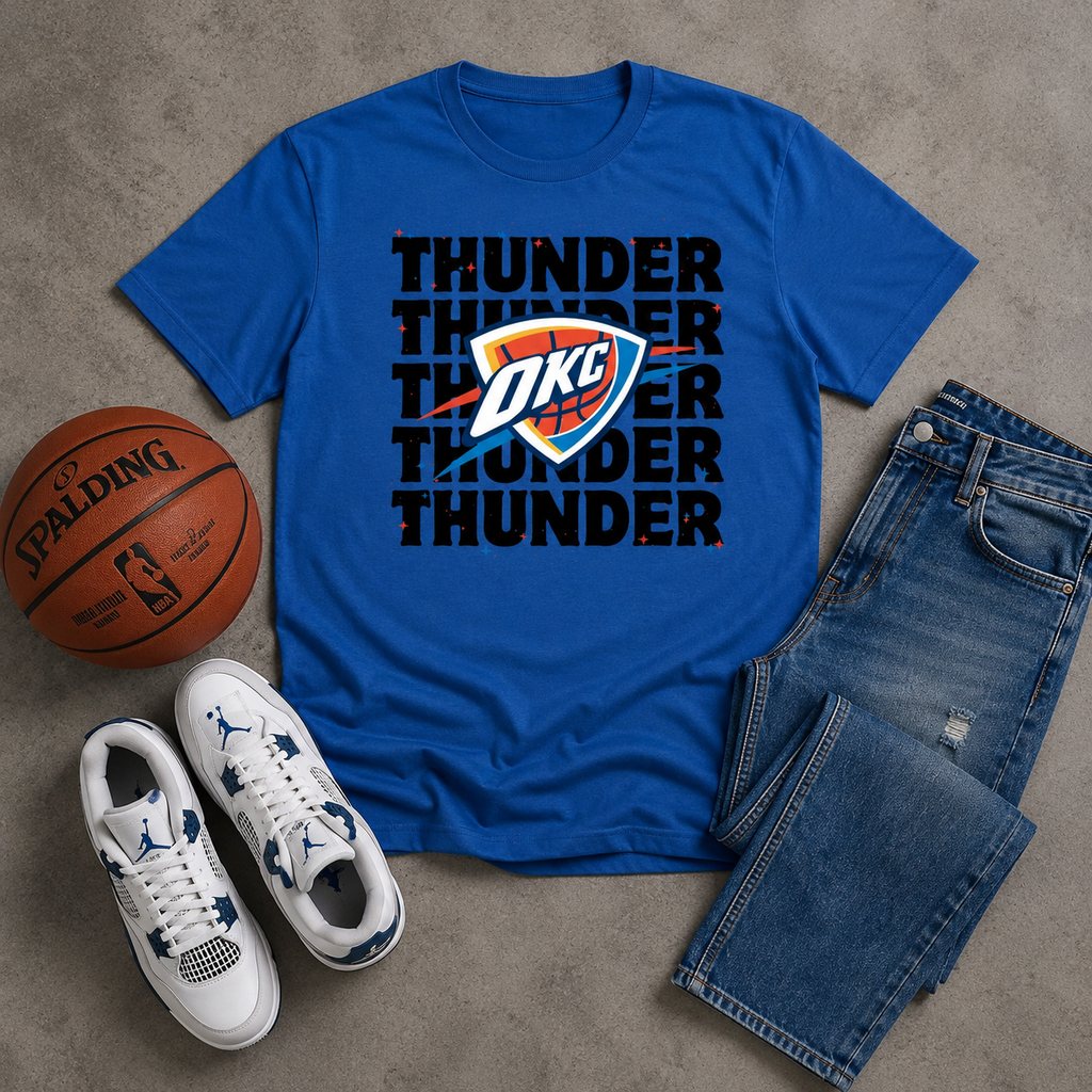 Thunder Repeat Graphic Tee | OKC Basketball Game Day Shirt