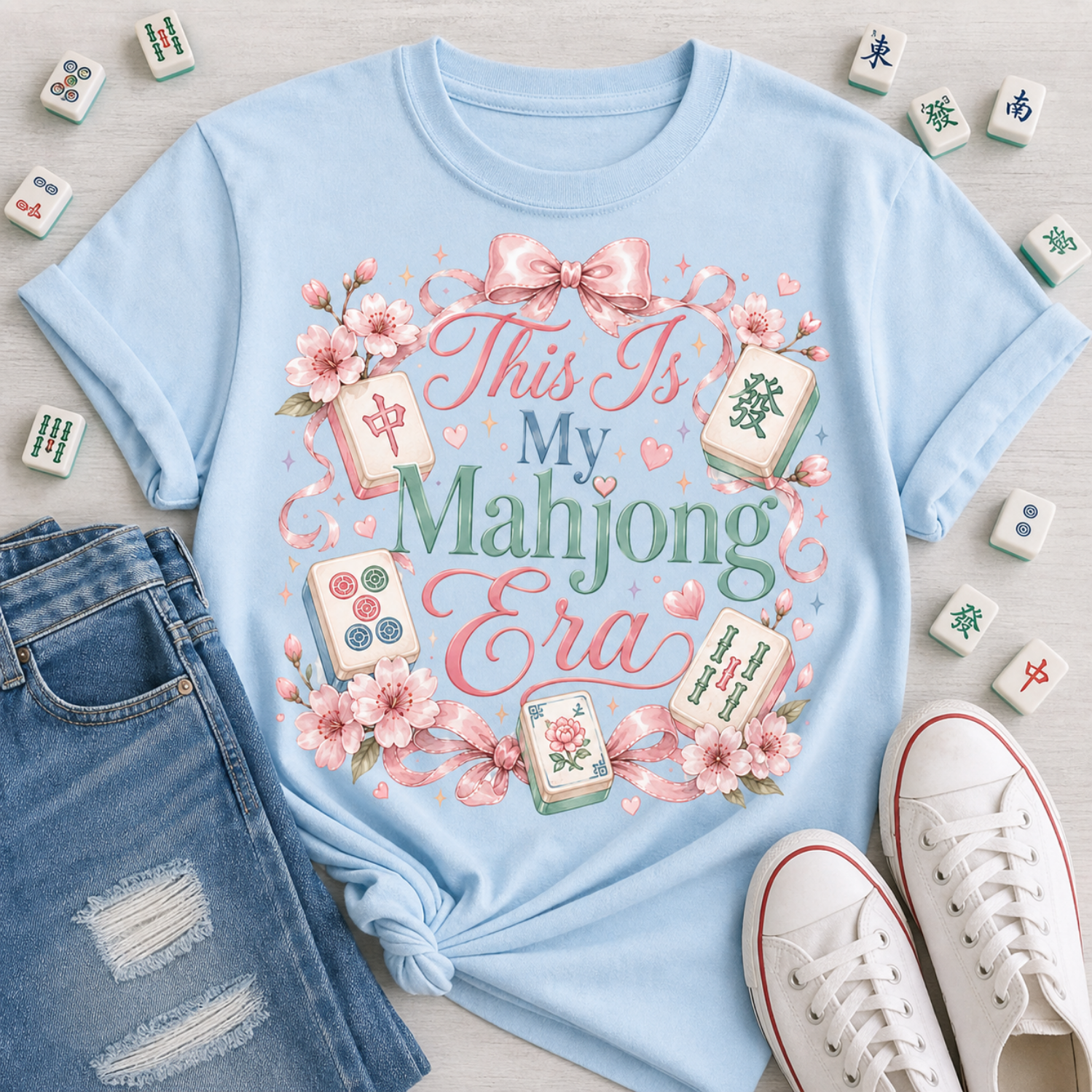 This Is My Mahjong Era Shirt | Cute American Mahjong T-Shirt | Floral Mah Jongg Tee | Women's Mahjong Lover Gift