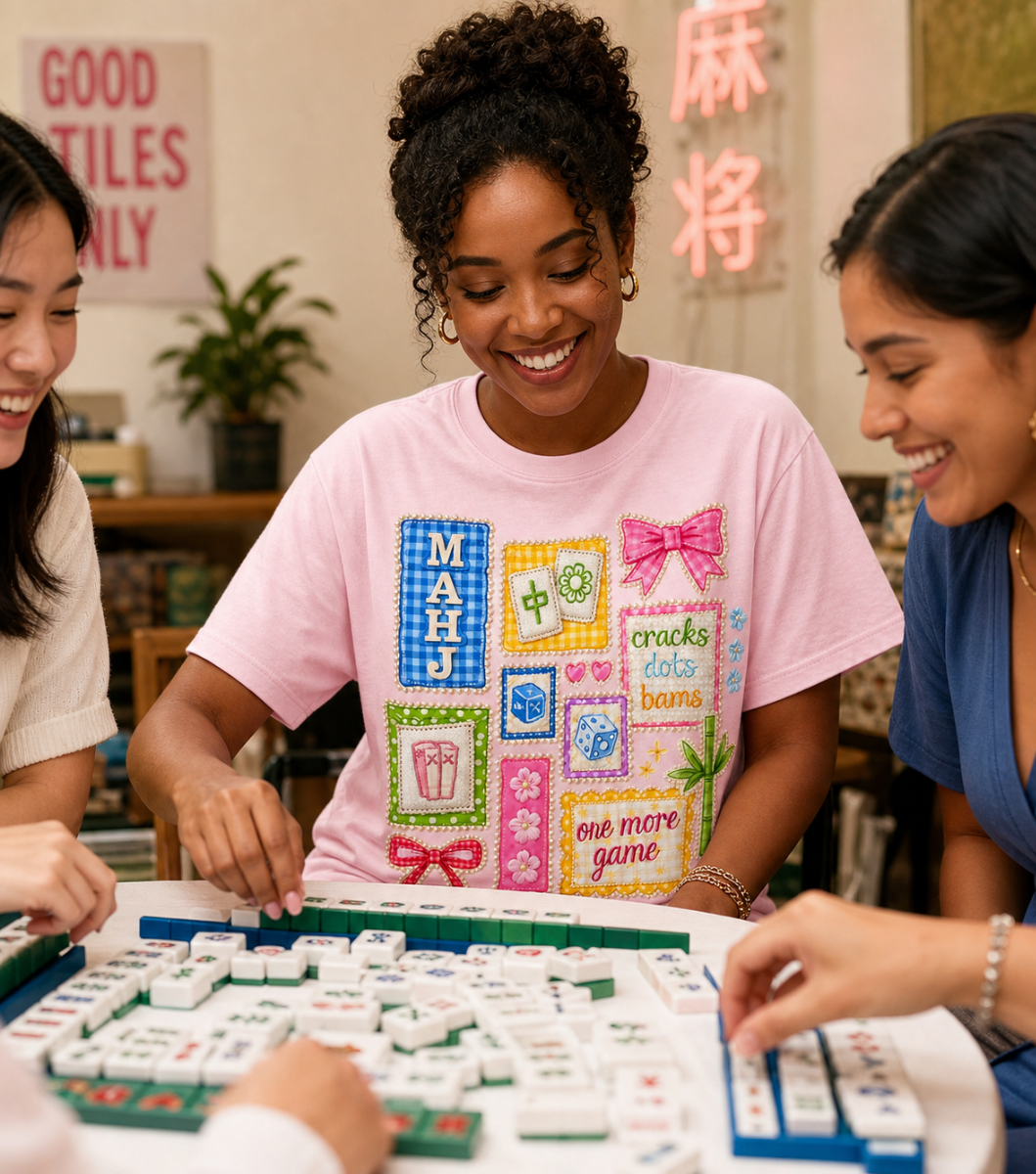 One More Game Mahjong Shirt | Cute American Mahjong T-Shirt | Colorful Mah Jongg Game Night Tee