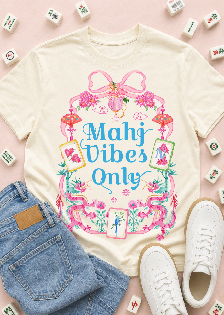 Mahj Vibes Only Shirt | Cute American Mahjong T-Shirt | Colorful Mah Jongg Lover Tee
