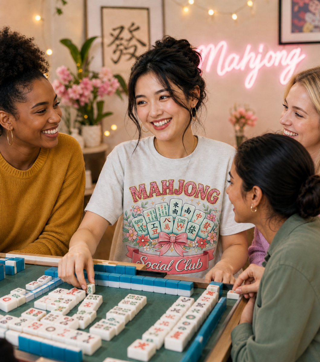 Mahjong Social Club Shirt | Cute American Mahjong T-Shirt | Women's Mah Jongg Game Night Tee