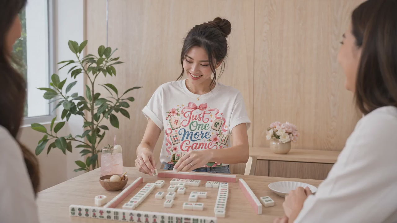 Just One More Game Mahjong Shirt | Cute American Mahjong T-Shirt | Mah Jongg Player Gift | Floral Mahjong Lover Tee